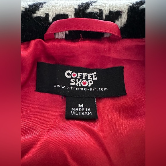 Houndstooth long wool blend jacket Sz M - Picture 11 of 11